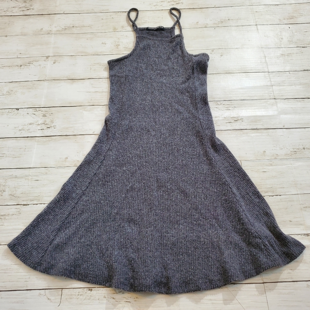Brandy melville ribbed‎ sleeveless light knit dress gray one size